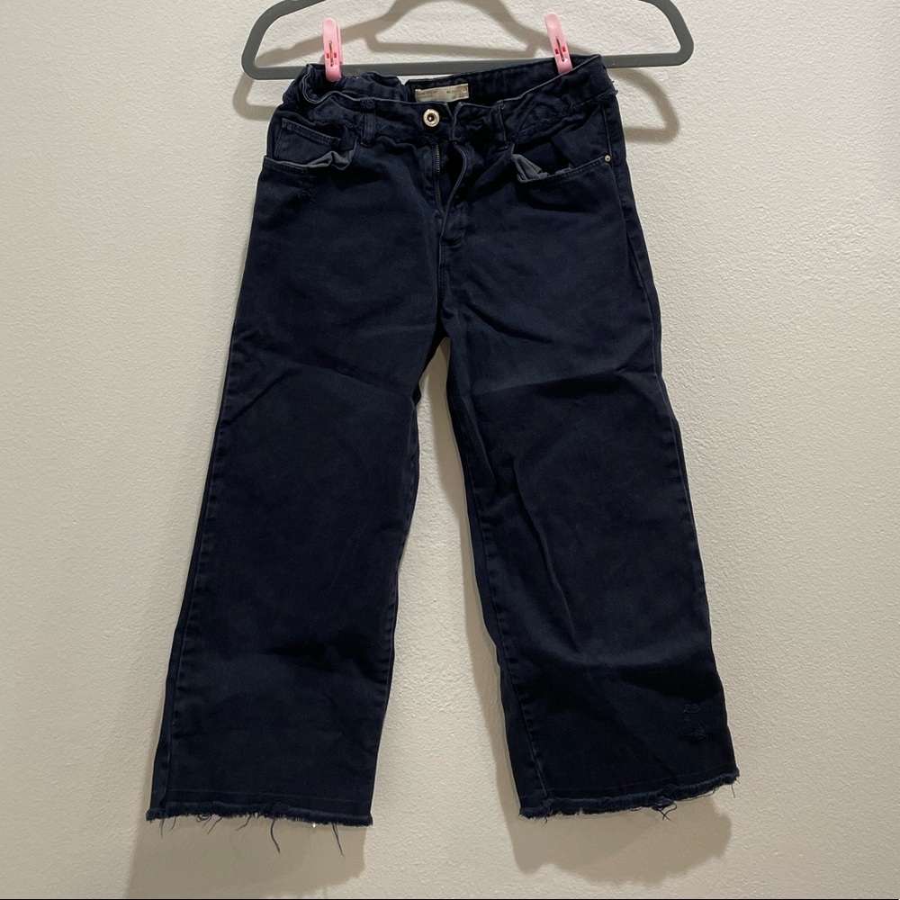 Zara Girls Wide-Leg Denim Jeans (Size 11/12; Navy Blue)